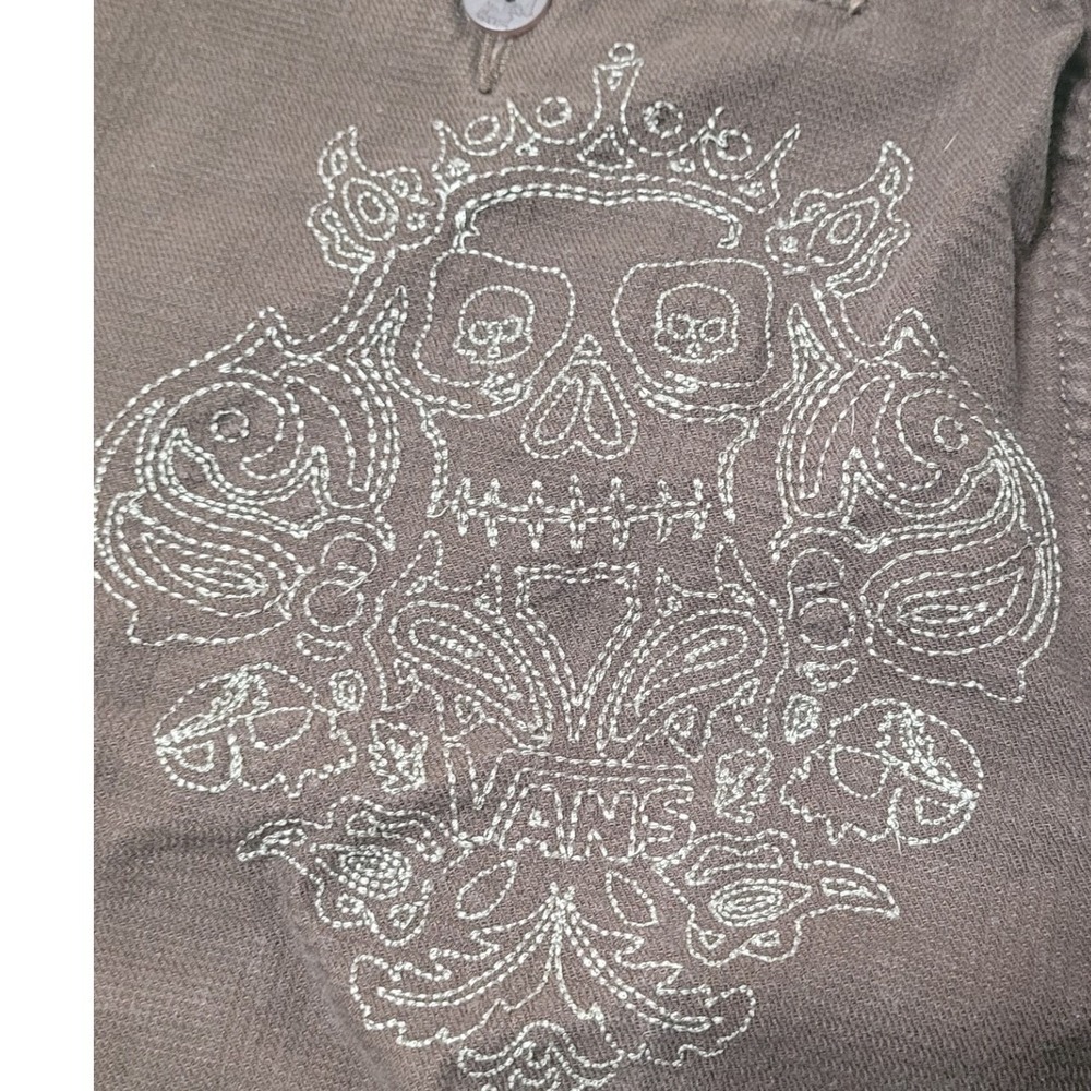 Vans Mens 34 Brown Cargo Shorts Skull Paisley Embroidery Ripstop Skater Utility - Picture 8 of 9
